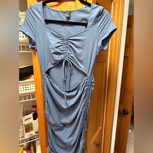 SHEIN Blue ruched cut out dress